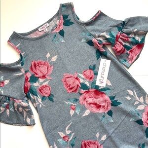 Ruffled Cold Shoulder Dress